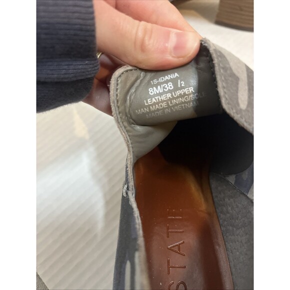 1. State Genuine Leather Suede Green Camo Idania Block Heel Bootie Slip On Sz 8M - Picture 6 of 6